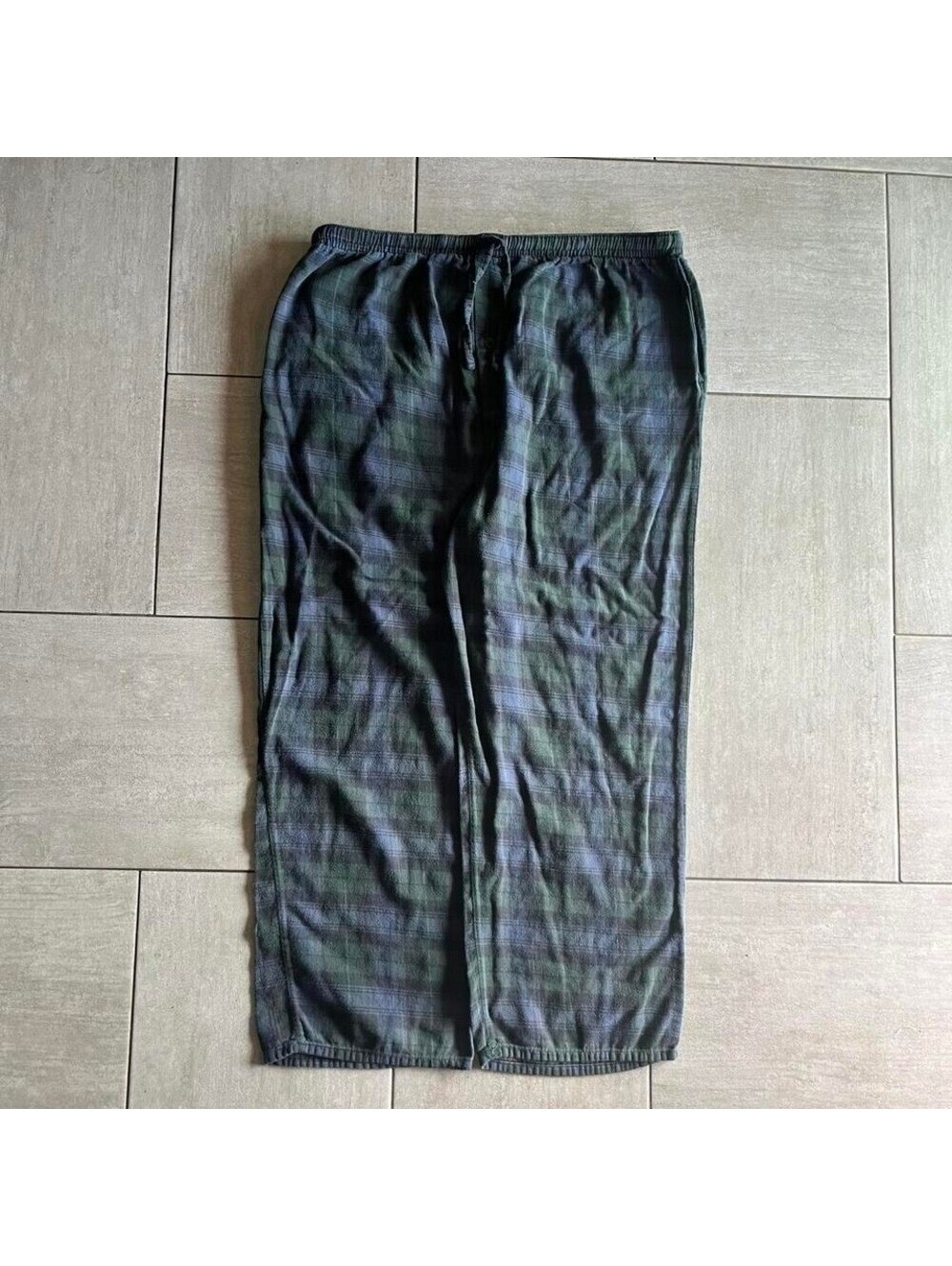 Route 66 Mens Green Blue Plaid Pajama Pants Elastic Waist Size